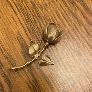 Vintage Gold-Tone Rose Brooch